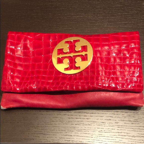 Red Tory Burch Clutch - Picture 1 of 5